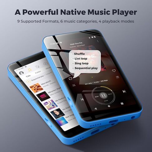 مشغل MP3 innioasis سعة 160 جيجابايت مع بلوتوث وواي فاي، مشغل MP3 مع Spotify، Spotify Kids، Pandora، Play Store، تطبيق Parental Manager، Calm، مشغل موسيقى MP4 بشاشة لمس كاملة 4 بوصات عالية الدقة للأطفال (أسود) in Kuwait