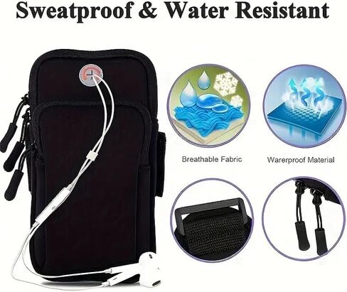 1PC Waterproof Black Running Armband, Ideal for Sports, Black in Saudi Arabia