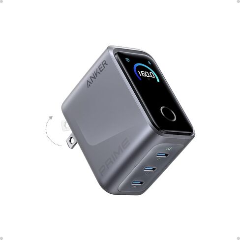 شاحن Anker Prime، كتلة شاحن USB C GaN مدمجة 3 منافذ بقدرة 160 وات، شاشة ذكية وتحكم باللمس، شحن بحد أقصى 140 وات عبر أي منفذ واحد، لأجهزة MacBook، والكمبيوتر المحمول، وسلسلة iPhone 17/16/15، وiPad (بدون بطارية) in Kuwait