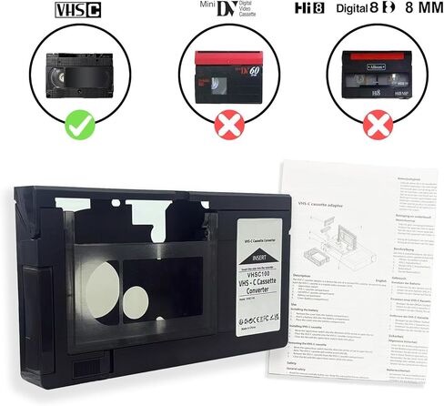 محول شريط كاسيت VHS-C لكاميرات الفيديو المزودة بمحرك مثالي لمشغل VCR ومشغل أشرطة الفيديو وVHS للتحويل الرقمي in Kuwait
