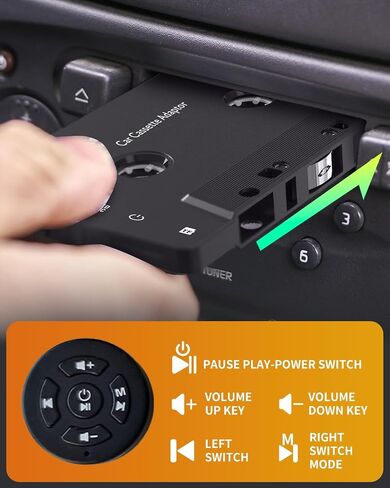 Car Audio Bluetooth 5.1 Cassette Receiver, Cassette Bluetooth Adapter for Car Tape Player, Wireless Cassette Aux Adapter with Hands-Free Calling, Compatibility with Smartphones, Tablets, MP3, TF Card in Saudi Arabia