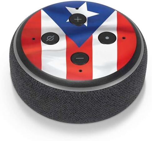 غلاف صوتي من Skinit متوافق مع Amazon Echo Dot 3 - تصميم علم بورتوريكو مرخص رسميًا in Kuwait