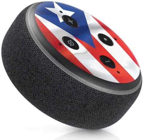 غلاف صوتي من Skinit متوافق مع Amazon Echo Dot 3 - تصميم علم بورتوريكو مرخص رسميًا in Kuwait
