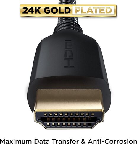 PowerBear 4K HDMI Cable 10 ft | High Speed Hdmi Cables, Braided Nylon & Gold Connectors, 4K @ 60Hz, Ultra HD, 2K, 1080P, ARC & CL3 Rated | for Laptop, Monitor, PS5, PS4, Xbox One, Fire TV, & More in Saudi Arabia