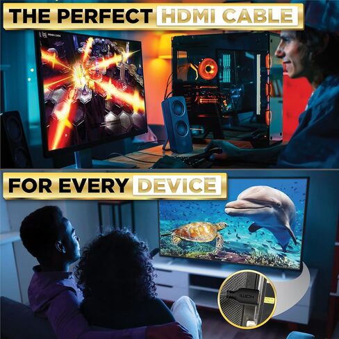 PowerBear 4K HDMI Cable 10 ft | High Speed Hdmi Cables, Braided Nylon & Gold Connectors, 4K @ 60Hz, Ultra HD, 2K, 1080P, ARC & CL3 Rated | for Laptop, Monitor, PS5, PS4, Xbox One, Fire TV, & More in Saudi Arabia