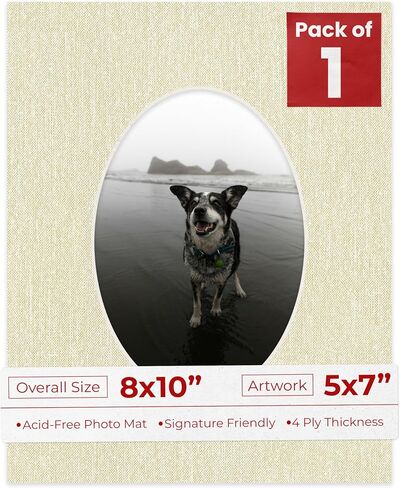 8x10 Mat Bevel Cut for 5x7 Photos - Precut Black Oval Shaped Photo Mat Board Opening - Acid Free Matte to Protect Your Pictures - Bevel Cut for Family Photos, Pack of 1 Matboard in Saudi Arabia