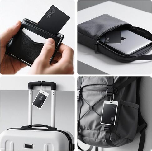 بطاقة تعقب المحفظة Air-Tag (iOS فقط) - بطاقة تتبع رفيعة 0.07 بوصة، بطاقة بلوتوث ذكية مقاومة للماء IP68، تعمل مع Apple Find My، [معتمد من Apple MFi]، مكتشف العناصر للأمتعة وجوازات السفر والمحفظة in Kuwait