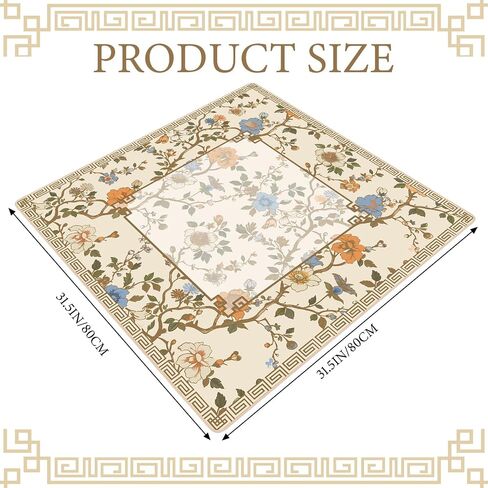 حصيرة Chinoiserie Mahjong مع 1 حقيبة حمل 31.5 "× 31.5" من المطاط الوردي والأبيض مضاد للانزلاق والضوضاء تغطية طاولة متعددة الأغراض ل Mahjong ، البطاقة ، ألعاب بلاط اللوح in Saudi Arabia
