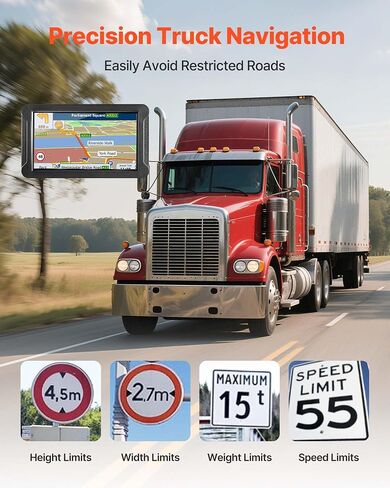 VEVOR GPS Navigator للسيارة، شاشة لمس 7 بوصة، نظام ملاحة GPS سعة 16 جيجا بايت مع كاميرا اندفاعة مدمجة، إرشادات صوتية خطوة بخطوة، تحذير من السرعة والضوء الأحمر، توجيه شاحنة مخصص، لشاحنة السيارة RV in Saudi Arabia