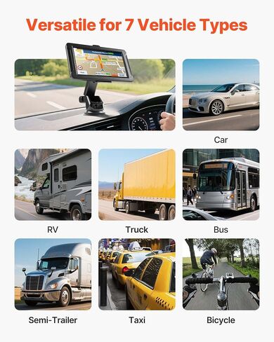 VEVOR GPS Navigator للسيارة، شاشة لمس 7 بوصة، نظام ملاحة GPS سعة 16 جيجا بايت مع كاميرا اندفاعة مدمجة، إرشادات صوتية خطوة بخطوة، تحذير من السرعة والضوء الأحمر، توجيه شاحنة مخصص، لشاحنة السيارة RV in Saudi Arabia