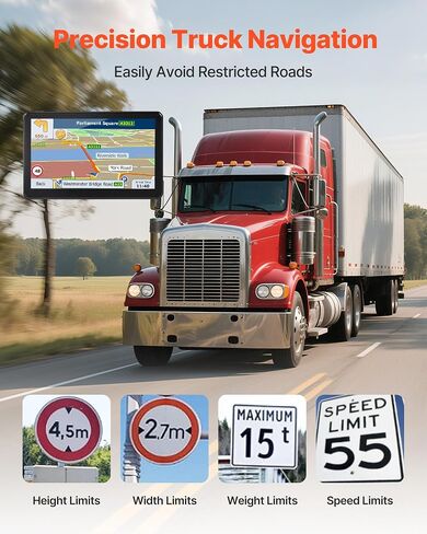 VEVOR GPS Navigator for Car, 9 inch Touch Screen 16GB GPS Navigation System with Lifetime Map Updates, Voice Turn-by-Turn Guidance, Speed and Red Light Warning, Custom Truck Routing, for Car Truck RV in Saudi Arabia