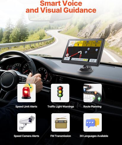 VEVOR GPS Navigator for Car, 9 inch Touch Screen 16GB GPS Navigation System with Lifetime Map Updates, Voice Turn-by-Turn Guidance, Speed and Red Light Warning, Custom Truck Routing, for Car Truck RV in Saudi Arabia