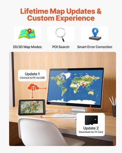 VEVOR GPS Navigator for Car, 9 inch Touch Screen 16GB GPS Navigation System with Lifetime Map Updates, Voice Turn-by-Turn Guidance, Speed and Red Light Warning, Custom Truck Routing, for Car Truck RV in Saudi Arabia