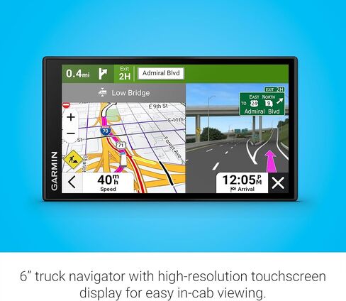 Garmin dezl OTR620 GPS Truck Navigator مع شاشة لمس 6 بوصة، دقة 1280 بكسل، ودعم صور الأقمار الصناعية المباشرة Birdseye (أسود) (متجدد) in Kuwait