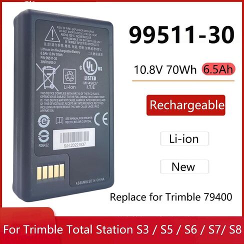 بطارية ليثيوم 99511-30 6500 مللي أمبير 10.8 فولت 70 وات في الساعة قابلة لإعادة الشحن لـ Trimble 79400، 99511-30، محطة إجمالية S3، محطة إجمالية S5، محطة إجمالية S6، محطة إجمالية S7، محطة إجمالية S8 in Kuwait