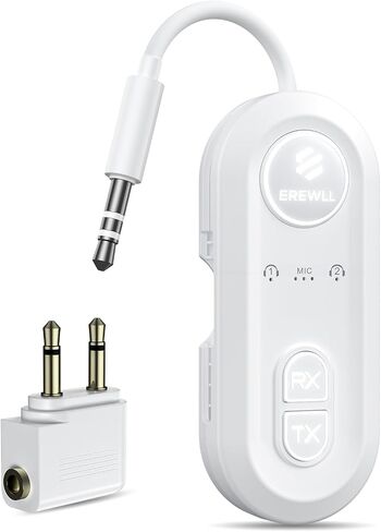 Upgraded Bluetooth 5.4 Transmitter Receiver, Airplane Bluetooth Adapter with Qualcomm aptX Adaptive, Supports 2 AirPods/Headphones, Wireless Audio Transmitter for TV, Travel, Car & Gym, Cable Storage in Saudi Arabia