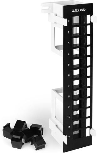 Iwillink Blank 12-Port Keystone Patch Panel with 89D Wall Mount Bracket, Versatile Vertical/Horizontal Installation, Includes 6 Blank Keystone Inserts for Custom Configurations in Saudi Arabia