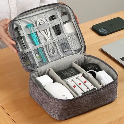 Travel Bag Cord Organizer Bag, Waterproof Cable Organizer Bag Case for Electronic Accessories for Cables Cords Chargers Earphone Phone, Traveling Essentials, Grey in Saudi Arabia