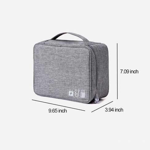 Travel Bag Cord Organizer Bag, Waterproof Cable Organizer Bag Case for Electronic Accessories for Cables Cords Chargers Earphone Phone, Traveling Essentials, Grey in Saudi Arabia