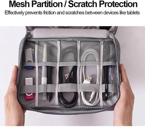Travel Bag Cord Organizer Bag, Waterproof Cable Organizer Bag Case for Electronic Accessories for Cables Cords Chargers Earphone Phone, Traveling Essentials, Grey in Saudi Arabia