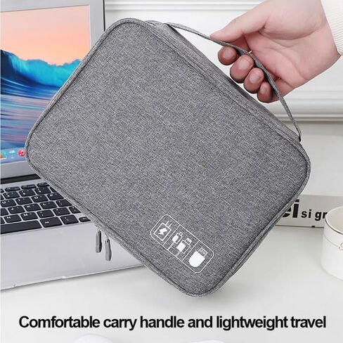Travel Bag Cord Organizer Bag, Waterproof Cable Organizer Bag Case for Electronic Accessories for Cables Cords Chargers Earphone Phone, Traveling Essentials, Grey in Saudi Arabia