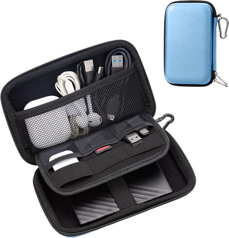 Travel Essentials Electronic Organizer Cable Bag, Hard Protective EVA Case, Shockproof Storage Organizer Accessories Storage Bag Pouch, Black in Saudi Arabia