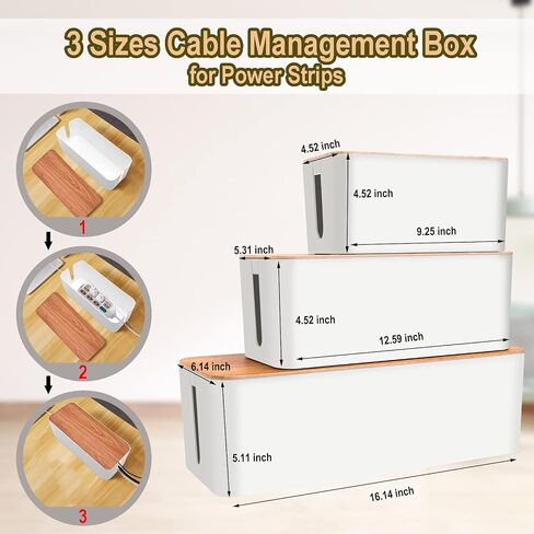 YUANYE Cable Management Box Cable Management Kit for Power Strip to Hide Wires,Cord Organizer Boxes,Safe ABS Material Wire Organizer of Cable Clips Sleeve for Home & Office,3Pack-128PCS /Black in Saudi Arabia