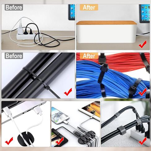 YUANYE Cable Management Box Cable Management Kit for Power Strip to Hide Wires,Cord Organizer Boxes,Safe ABS Material Wire Organizer of Cable Clips Sleeve for Home & Office,3Pack-128PCS /Black in Saudi Arabia