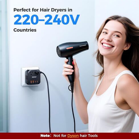DOACE 2000W Voltage Converter US to Europe - 220V to 110V Converter for European Travel, Power Converter Adapter Combo with 2 PD/QC & UK/AU/US/IT/European Travel Plug Adapters for Hair Dryer Phone in Kuwait
