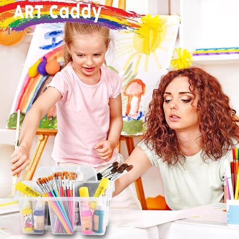 سلة تخزين CADDY CASSHORD NINU مع مقبض ، مكتب الفنون البلاستيكية CADDY 4 مقصورات للأطفال ، قلم رصاص ، تلوين ، علامة ، اللوازم المدرسية - 6 حزمة لون in Kuwait