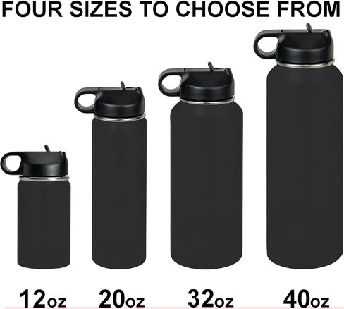 LaserGram Personalized Water Bottle, Volleyball Ball, Stainless Steel Double Wall Vacuum Insulated with Flip Top Straw, Custom Engraved Gift (32oz / 950ml Black) in Saudi Arabia