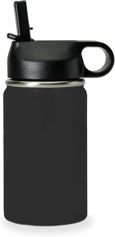 LaserGram Personalized Water Bottle, Volleyball Ball, Stainless Steel Double Wall Vacuum Insulated with Flip Top Straw, Custom Engraved Gift (32oz / 950ml Black) in Saudi Arabia