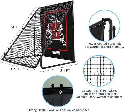 شبكة بيسبول قابلة للتعديل مع 9 جيوب، مدرب رمي 12 زاوية للكرة اللينة وكرة القدم والكرة الطائرة وكرة السلة والتمرين in Kuwait