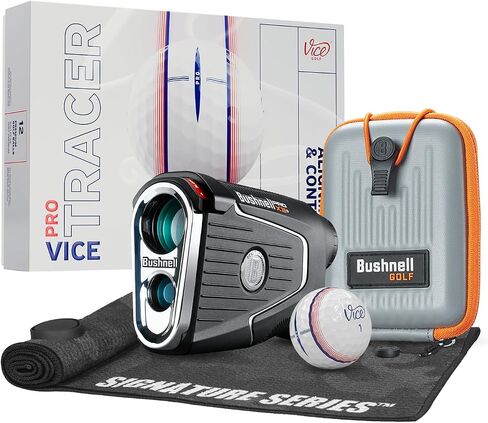 Bushnell Golf Pro X3+Link Laser Rangefinder with Vice Balls | Slope & Wind Compensation, Magnetic Mount, Waterproof, PinSeeker, 1300 YD Range, 7X Magnification | Signature Series Golf Towel in Saudi Arabia