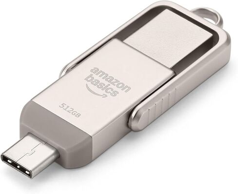محرك أقراص فلاش USB من Amazon Basics، شريحة ذاكرة لمحرك الإبهام مع منافذ USB C وUSB A مزدوجة، سعة 128 جيجابايت، فضي شامبانيا in Kuwait