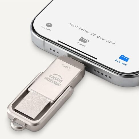 محرك أقراص فلاش USB من Amazon Basics، شريحة ذاكرة لمحرك الإبهام مع منافذ USB C وUSB A مزدوجة، سعة 128 جيجابايت، فضي شامبانيا in Kuwait
