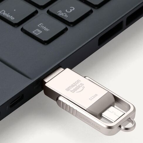 محرك أقراص فلاش USB من Amazon Basics، شريحة ذاكرة لمحرك الإبهام مع منافذ USB C وUSB A مزدوجة، سعة 128 جيجابايت، فضي شامبانيا in Kuwait