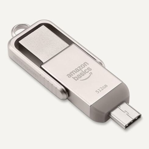 محرك أقراص فلاش USB من Amazon Basics، شريحة ذاكرة لمحرك الإبهام مع منافذ USB C وUSB A مزدوجة، سعة 128 جيجابايت، فضي شامبانيا in Kuwait