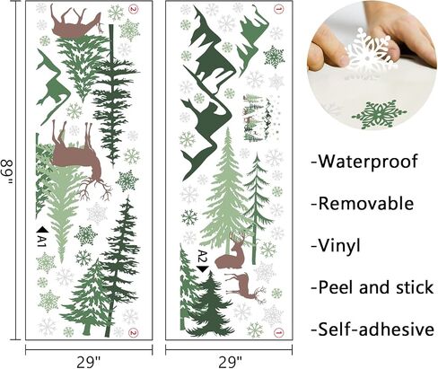 Mfault Winter Penguin Wall Decals Stickers, Snow Mountain Cloud Stars Snowflake Decorations Bedroom Art, Christmas Seasonal Home Living Room Kitchen Decor in Saudi Arabia