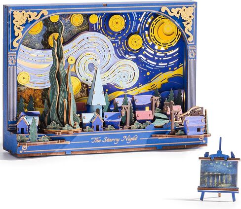 Rowood Sunflower 3D Puzzle Building مع LED ، DIY Vincent Van Gogh Painting Craft Kits للبالغين ، هدية مجموعة نباتات المنزل للمراهقين أطفال في عيد الميلاد in Saudi Arabia