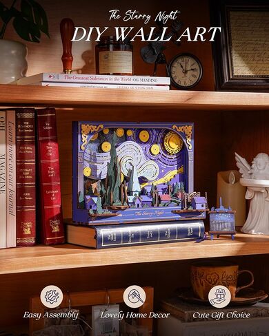 Rowood Sunflower 3D Puzzle Building مع LED ، DIY Vincent Van Gogh Painting Craft Kits للبالغين ، هدية مجموعة نباتات المنزل للمراهقين أطفال في عيد الميلاد in Saudi Arabia