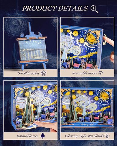 Rowood Sunflower 3D Puzzle Building مع LED ، DIY Vincent Van Gogh Painting Craft Kits للبالغين ، هدية مجموعة نباتات المنزل للمراهقين أطفال في عيد الميلاد in Saudi Arabia