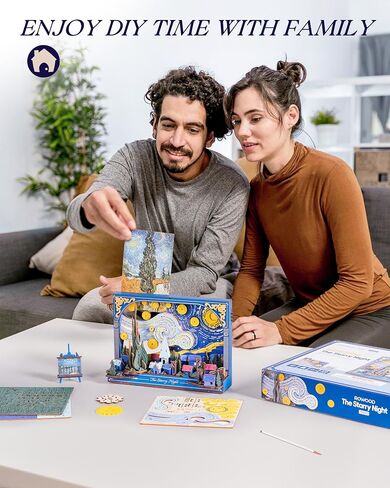 Rowood Sunflower 3D Puzzle Building مع LED ، DIY Vincent Van Gogh Painting Craft Kits للبالغين ، هدية مجموعة نباتات المنزل للمراهقين أطفال في عيد الميلاد in Saudi Arabia