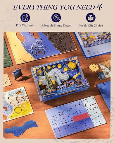 Rowood Sunflower 3D Puzzle Building مع LED ، DIY Vincent Van Gogh Painting Craft Kits للبالغين ، هدية مجموعة نباتات المنزل للمراهقين أطفال في عيد الميلاد in Saudi Arabia