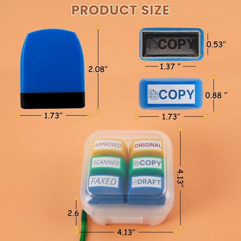 مجموعة طوابع طوابع محفوظة الذات - حزمة حمراء وأزرق لمستندات العمل | طوابع المكاتب المسبقة (تم مسحها ضوئيًا ، معتمدة ، فاكس ، نسخة) | طوابع مطاطية متينة للأوراق ورسائل البريد الإلكتروني والسجلات | بواسطة 6ugooes in Kuwait