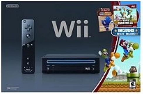 وحدة تحكم Wii سوداء مع New Super Mario Brothers in Saudi Arabia