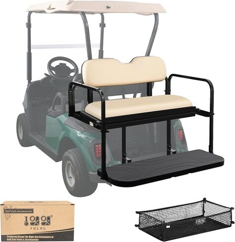 طقم مقعد خلفي لعربة الجولف 10L0L لطراز EZGO RXV/Freedom RXV للغاز والكهرباء 2008-up - أسود/تان in Kuwait