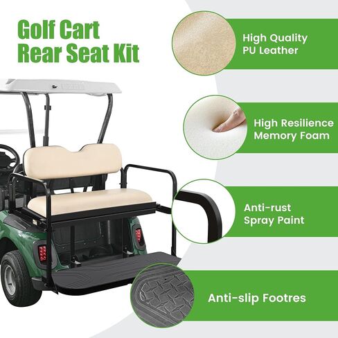طقم مقعد خلفي لعربة الجولف 10L0L لطراز EZGO RXV/Freedom RXV للغاز والكهرباء 2008-up - أسود/تان in Kuwait