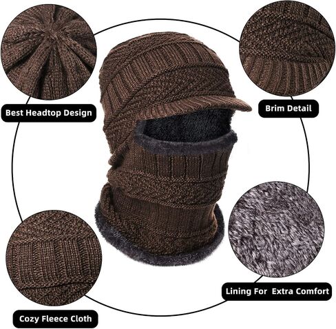 Syhood Knitted Balaclava Beanie Hat Winter Neck Warmer Ski Face Cover Neck Gaiter (Navy Blue, Black,2 Pieces) in Saudi Arabia
