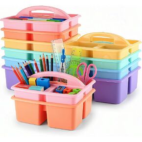 12 Pack Classroom Caddy Storage Basket with Handle 3 Compartment Plastic Storage Caddy Bulk for Arts Office Crafts Pencil Crayon Marker School Supplies(Black) in Kuwait